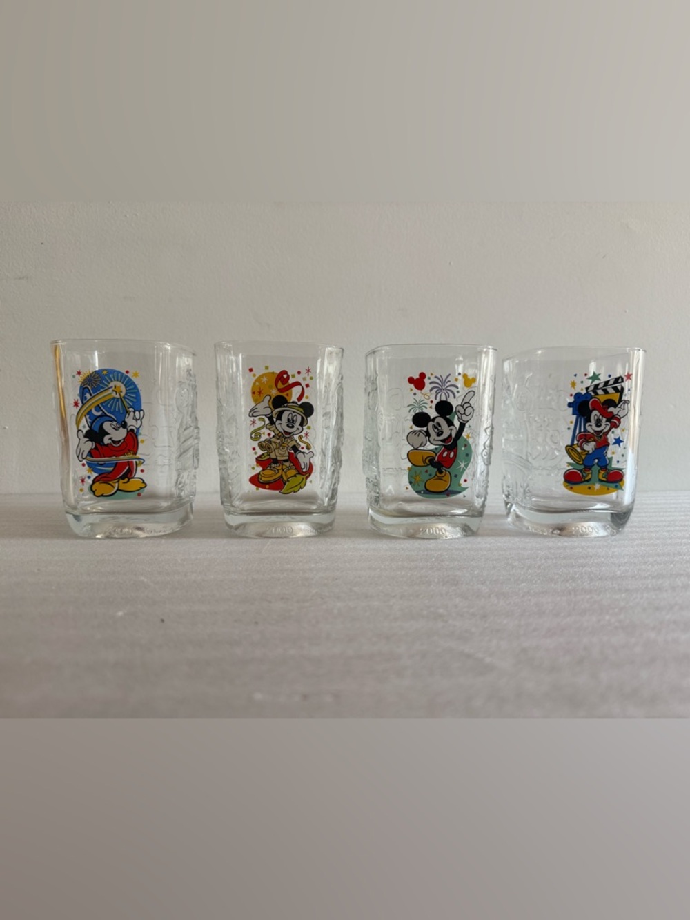 Set of 4 Mickey Mouse WDW 2000 Collectible McDonalds Glasses